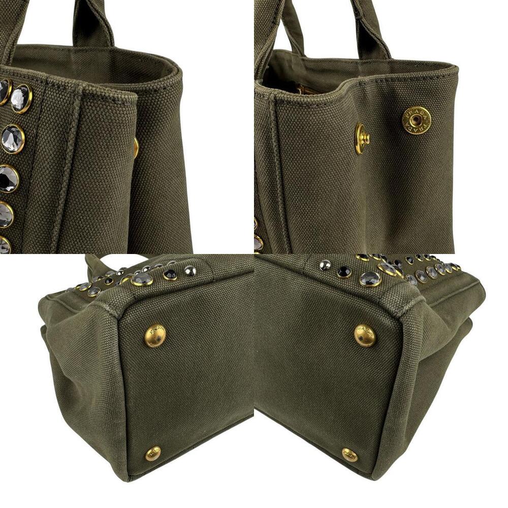 Prada Canapa Canvas Khaki Green Handbag Shoulder Bag - Picture 4 of 4